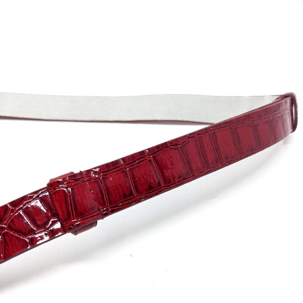 Chicos Womens Medium/Large Red Leather Croc Belt Buckle Chain Diamond - Picture 2 of 9